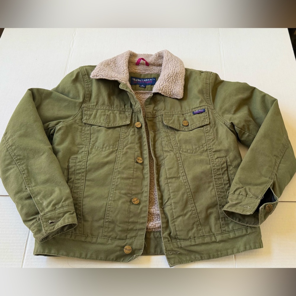 Women's Olive Green Jean Jacket with Sherpa Lining